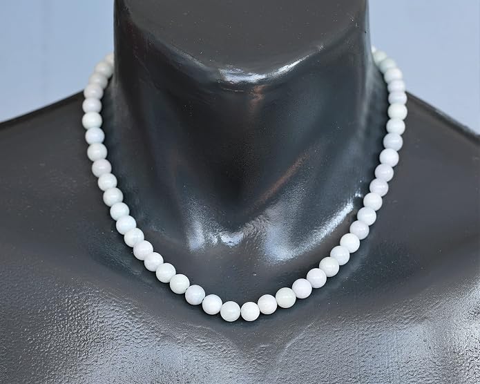 Natural Gemstone Beaded Choker Necklace | 8mm Handmade Adjustable Jewelry for Men & Women | Chakra Balancing Crystal Necklace | Spiritual Gift | Macrame Cord with Extender
