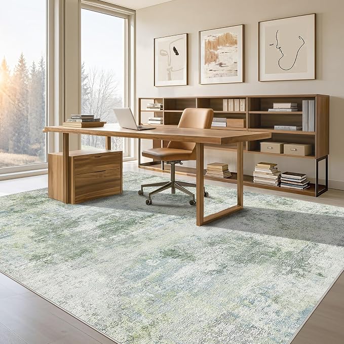 Tortania Area Rug Living Room Rugs - 8x10 Washable Large Soft Neutral Boho Moroccan Bohemian Farmhouse Rug Indoor Floor Carpet for Bedroom Under Dining Table Home Office Decor - Sage Green