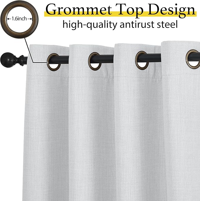 NICETOWN Faux Linen Curtain Valances for Kitchen Over Sink, Farmhouse Light Filtering Privacy Window Covering for Bathroom, Short Curtains for Cabinet, W52 x L24 inch, 2 Panels, Greyish White