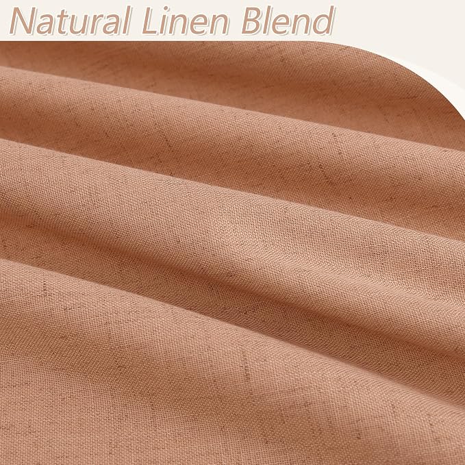 Guken 100% Blackout Curtains 90 Inch Length 2 Panels Set for Living Room Bedroom Back Tab Thermal Insulated Black Out Linen Drapes Room Darkening Peach Quartz,52x90