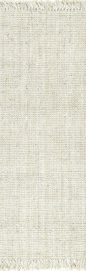 Nuloom Daniela Off-White, 2'6" x 8', Handmade, Jute, Tassel, Soft and Textured, High Traffic, Stain Resistant, Easy Clean, Durable Runner for Bedroom, Living Room, Dining Space, Foyer, Entryway