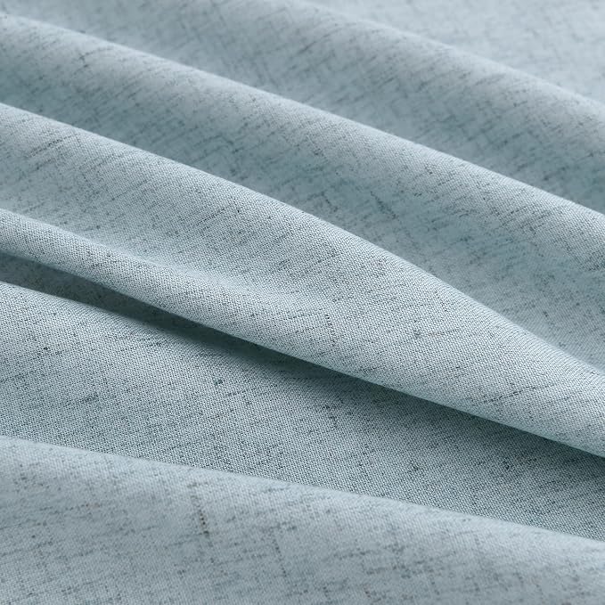 Aersas Light Blue Pinch Pleated Linen Curtains 84 Inches Long 2 Panels Baby Sky Blue Living Room Curtain Pleat Coastal Semi Sheer Back Tab Rod Pocket Drapes for Bedroom Nursery Kids Room 40x84