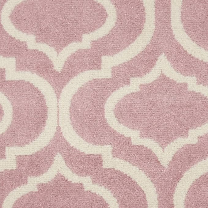 Nourison Home Jubilant Trellis Pink 8'6'' x 12' Area-Rug, Easy-Cleaning, Non Shedding, Bed Room, Living Room, Dining Room, Kitchen (8x12)