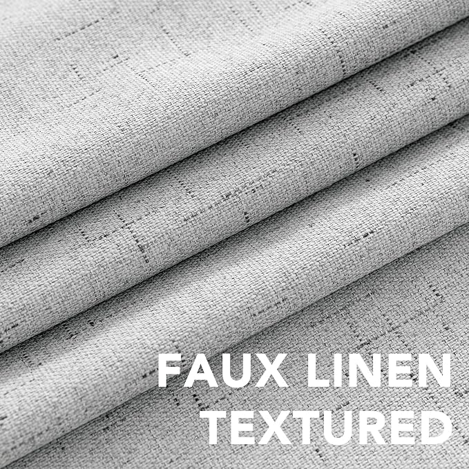 H.VERSAILTEX Blackout Curtains Linen Curtains 120 inches Long 100% Black Out Curtains for Bedroom Windows, Textured Linen Look Draperies Grommet with White Liner, 2 Panels, Glacier Gray
