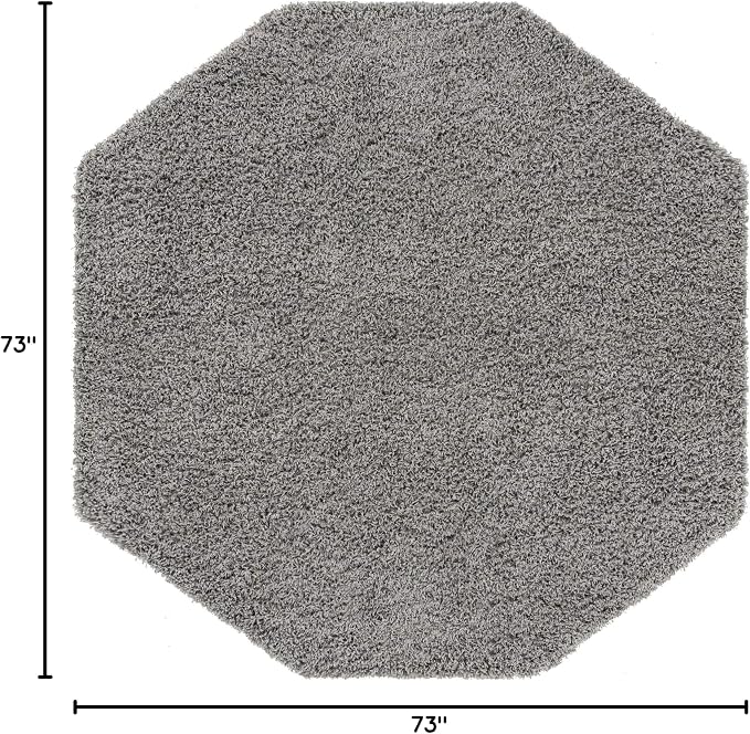 Unique Loom Solid Shag Collection Area Rug (6' 1" Octagon, Cloud Gray)