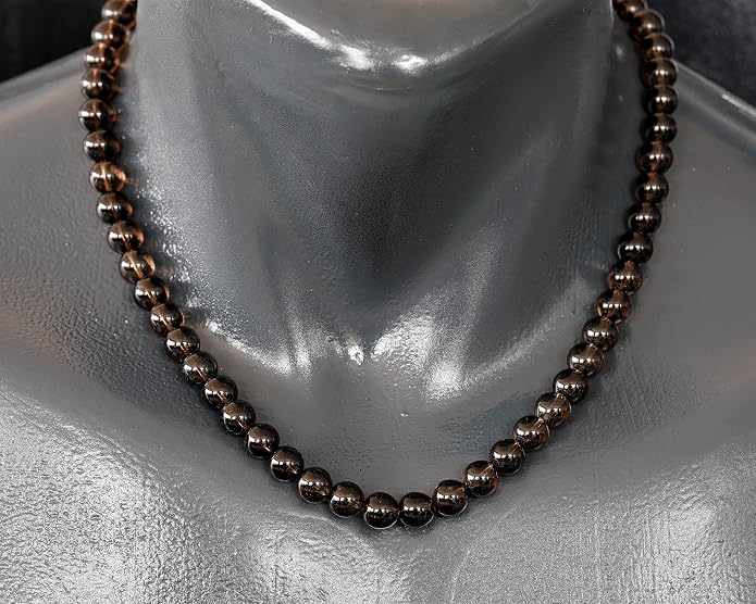 Natural Gemstone Beaded Choker Necklace | 8mm Handmade Adjustable Jewelry for Men & Women | Chakra Balancing Crystal Necklace | Spiritual Gift | Macrame Cord with Extender