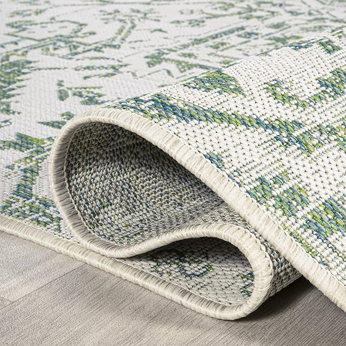 JONATHAN Y Boho Medallion Indoor Outdoor Area Rug 4X6 Green/Cream, Estrella Textured Weave for Backyard, Patio, Porch, Easy-Cleaning, High Traffic, Pet-Friendly, Non-Shedding (SMB105G-4)