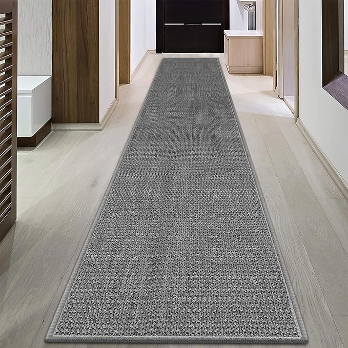15ft Jute Hallway Runner Rug Non Slip Washable, Absorbent Laundry Rugs Laundry Room Runner, Rubber Backed Black Long Kitchen Carpet Runner