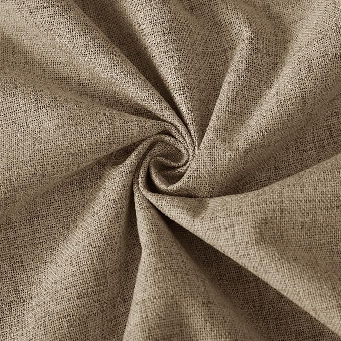 RYB HOME Pinch Pleated Back Tab Curtains Linen Textured 100% Blackout Curtains Thermal Insulated for Bedroom Living Room Bay Window Drapes, W 42 x L 90 inches, Burlap, 2 Panels
