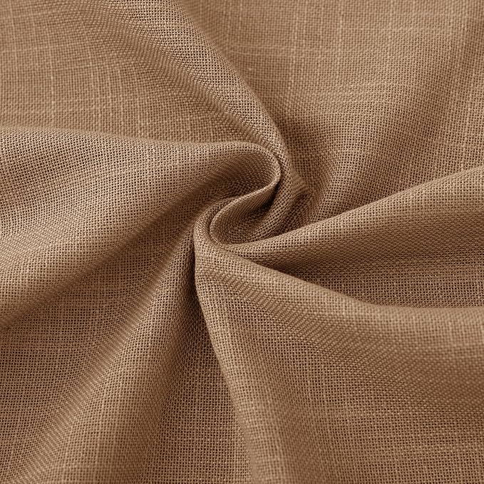 Brown Curtains for Living Room Back Tab Modern Farmhouse Semi Sheer Curtains 144 inches Long 2 Panels Set Muted Neutral Window Curtain for Dining Room Bedroom 52x144