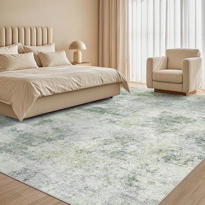 Tortania Area Rug Living Room Rugs - 5x7 Washable Large Soft Neutral Boho Moroccan Bohemian Farmhouse Rug Indoor Floor Carpet for Bedroom Under Dining Table Home Office Decor - Sage Green
