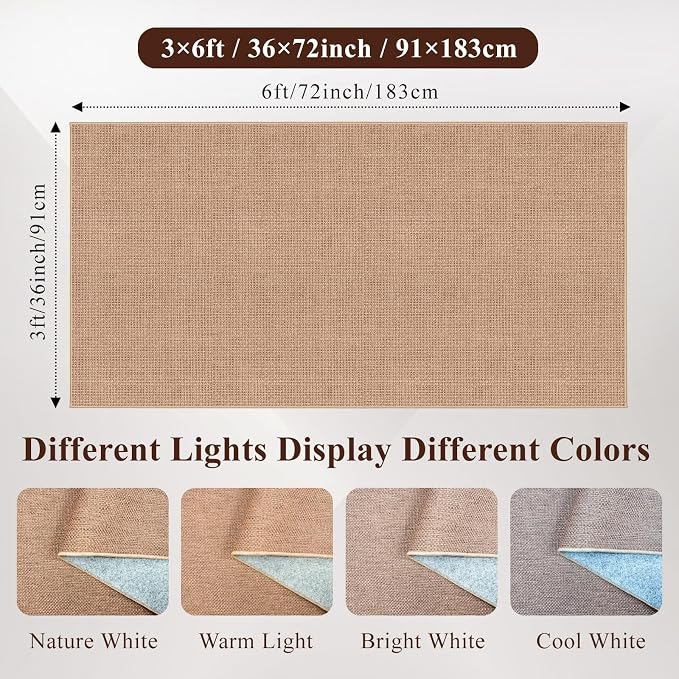 3x6 Runner Rug Washable Non Slip: Solid Color Faux Jute Boho Kitchen Rug | Thin Easy Clean Indoor Farmhouse Rug for Entryway Kitchen Hallway Bedroom - Outdoor Patio Rug, Modern Decor Mat (Beige,3x6)