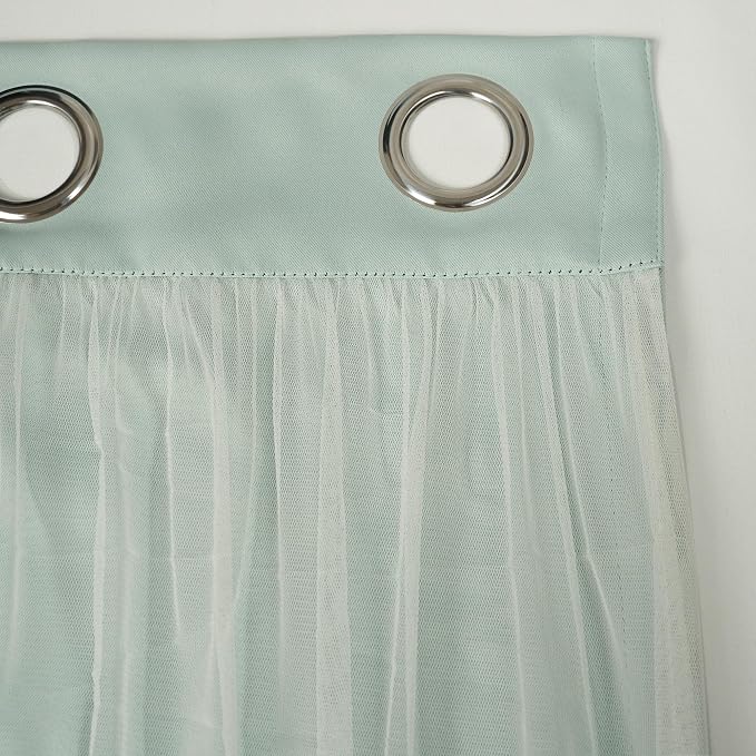 INLINAS Mint Blackout Curtains with Sheer Overlay - Grommet Top Thermal and Noise Reduction Panels for Bedroom and Living Room Light Blocking and Energy Saving, 37 x 72 Inches, Set of 2