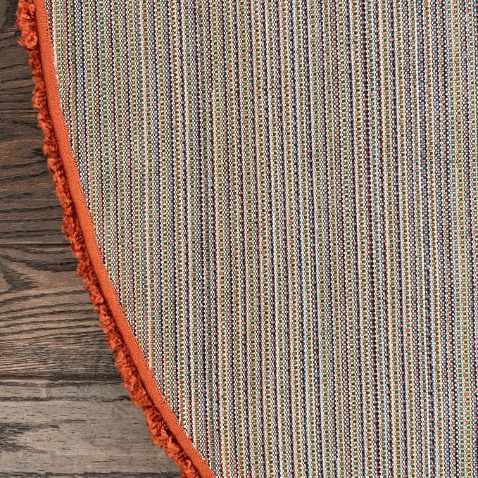Unique Loom Solid Shag Collection Area Rug (7' 1" Round, Terracotta)