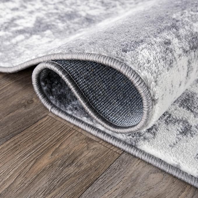 Rugshop Watercolor Distressed Modern Bohemian Runner Rug Gray 2' x 7'