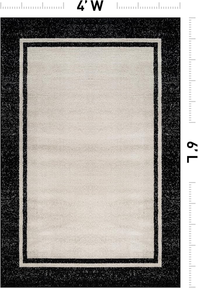 Rugshop Modern Transitional Bordered Area Rug for Living Room Cream 4' x 6'