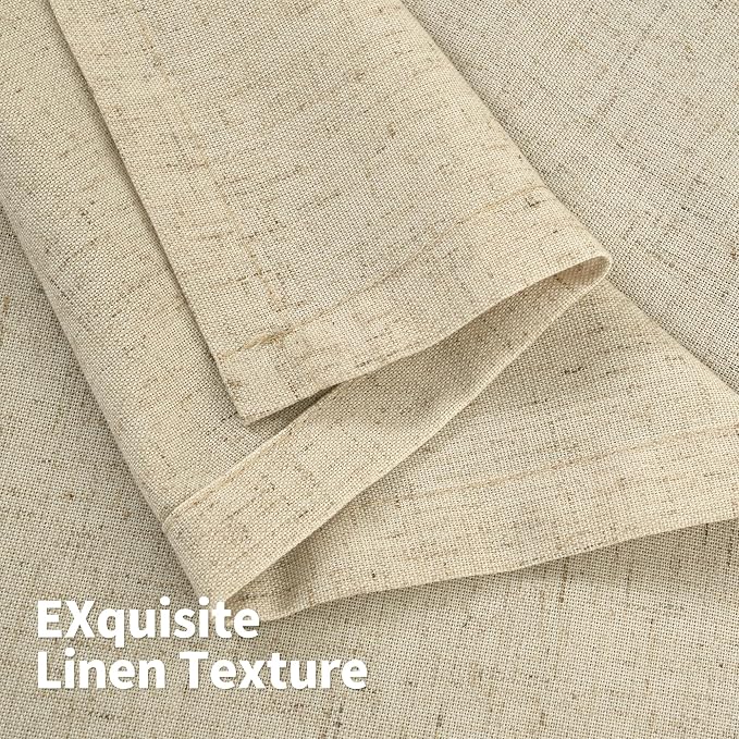 YoungsTex Grommet Linen Curtains 63 Inch Length 2 Panels for Living Room, Burlap Light Filtering Drapes No See Through for Bedroom Farmhouse, 52 X 63 Inch