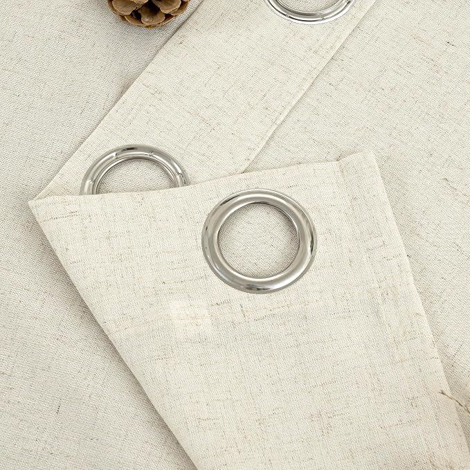 YoungsTex 84 Inches Length Linen Curtains for Living Room 2 Panels, Cream Semi Sheer Drapes with Grommet Light Filtering Window Treatments for Dining Bedroom, 42 X 84 Inch