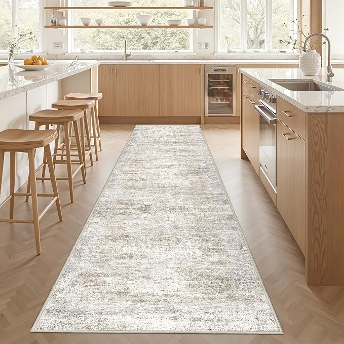 3x10 Runner Rug Non Slip,Washable Hallway Runner Rug,Taupe | Long Neutral Rugs for Kitchen,Entryway,Bedroom,Bathroom,Laundry Room,Thin,Soft Runner Rug,Stain Resistant Indoor Carpet