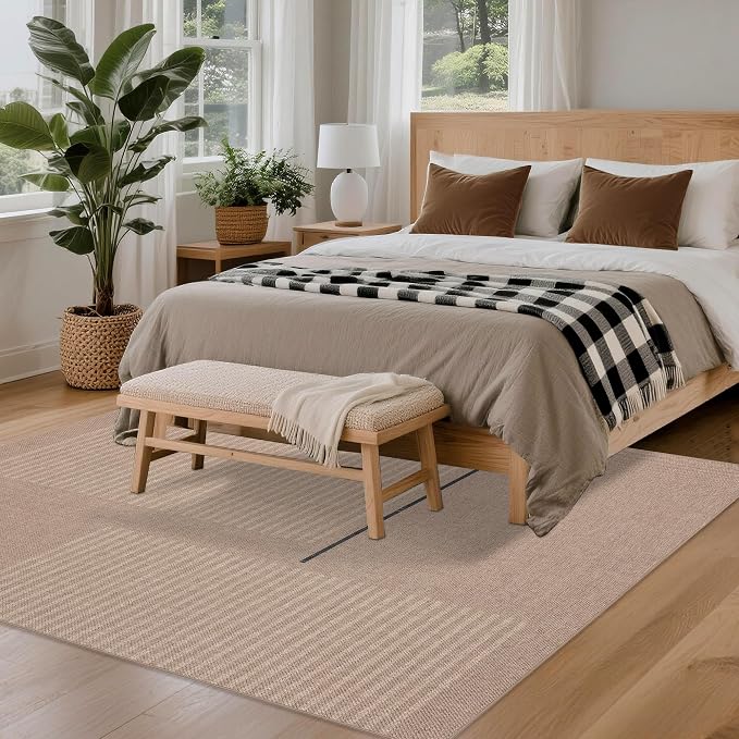 Easy Jute Rug for Pet Homes: 5x7 Outdoor Rug - Beige Woven | Washable Design Cuts Your Cleaning Time by 75% and Maintain Shape and Texture after 50 Washes