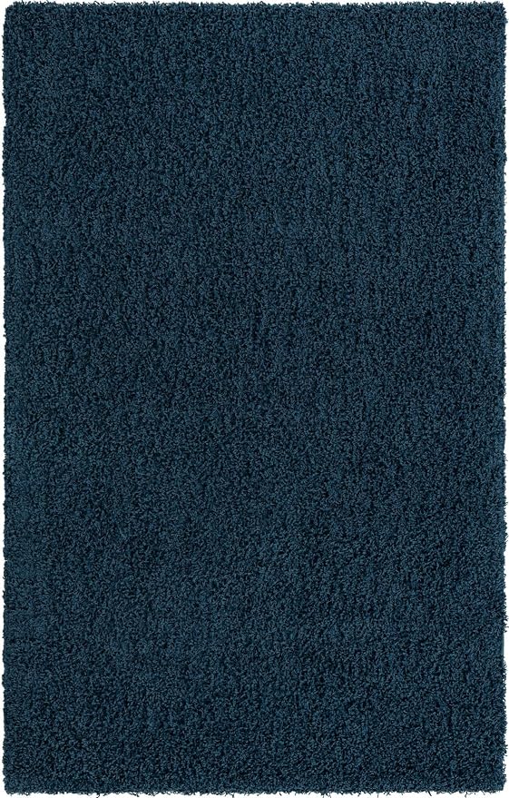 Unique Loom Solid Shag Collection Area Rug (5' 1" x 8' Rectangle, Sapphire Blue/ Navy Blue)