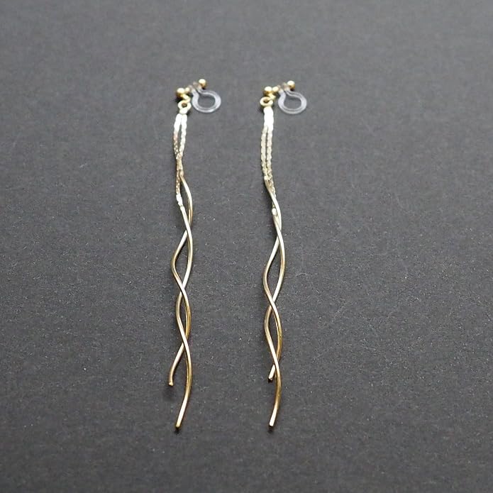 Comfortable Stick Invisible Clip On Earrings Gold Dangle Long Waved Threader Bar Clip-On Non Pierced Earrings Silver For Women,…