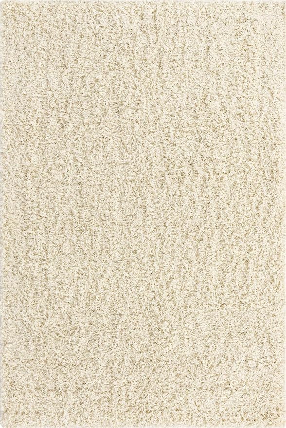 Unique Loom Solid Shag Collection Area Rug (4' 1" x 6' 1" Rectangle, Pure Ivory)