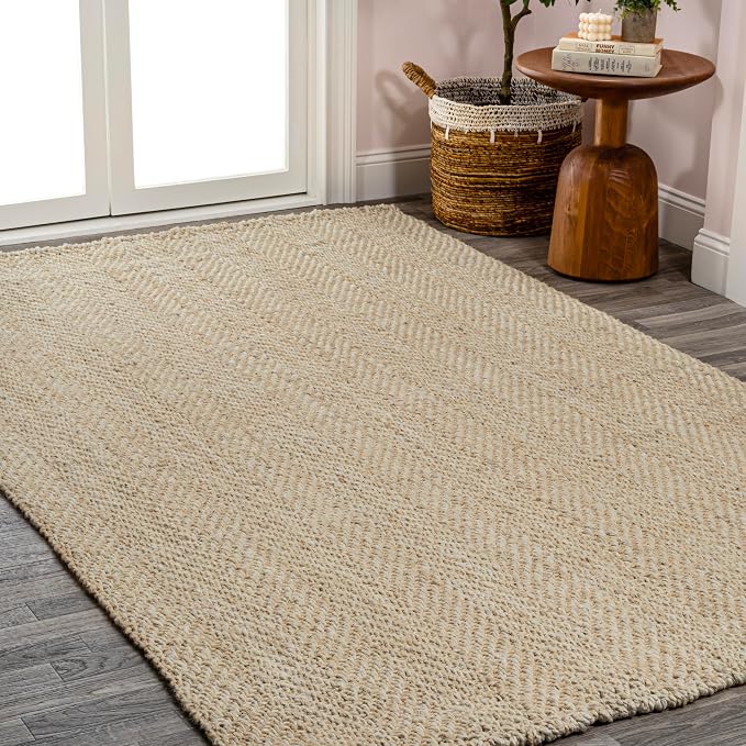 JONATHAN Y Espina Hand Woven Herringbone Chunky Jute Ivory Indoor Area Rug, 5x8, Bohemian, Cottage, Easy-Cleaning for Living Room, Bedroom, Kitchen, Pet Friendly, Non-Shedding (NFR101B-5)