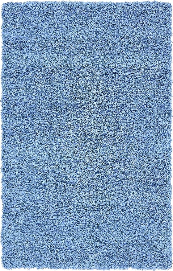 Unique Loom Solid Shag Collection Area Rug (3' 3" x 5' 3" Rectangle, Periwinkle Blue)