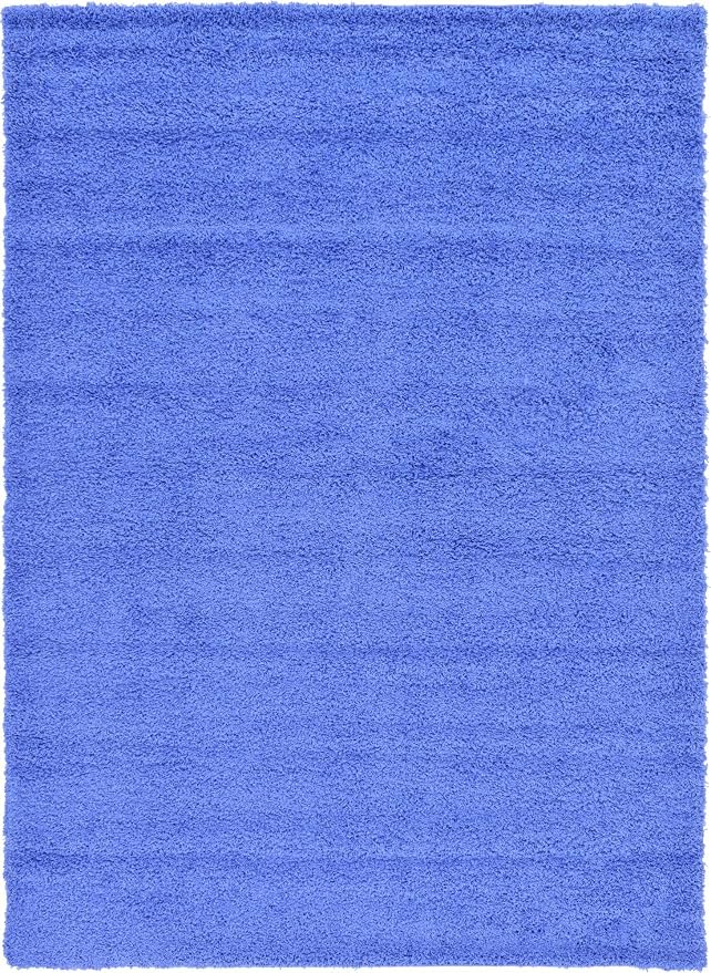 Unique Loom Solid Shag Collection Area Rug (8' x 11' Rectangle, Periwinkle Blue)