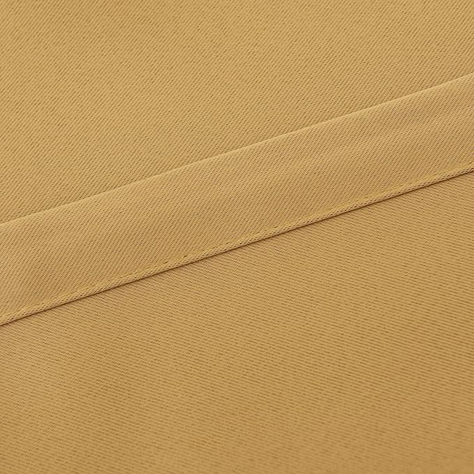 INLINAS Gold Blackout Curtains with Sheer Overlay - Grommet Top Thermal and Noise Reduction Panels for Bedroom and Living Room Light Blocking and Energy Saving, 52 x 108 Inches, Set of 2