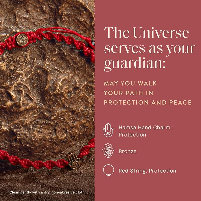 KARMA AND LUCK Guardian of Blessing, Men's Red String Bronze Charm Bracelet, Handmade in Bali for Protection, Adjustable Size