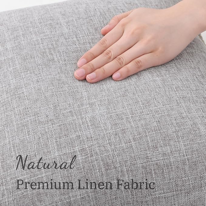 decorUhome Light Grey Faux Linen Outdoor Throw Pillow Covers 24x24 Set of 2 | Fall Decorative Textured Neutral Modern Farmhouse Pillow Covers with Stitched Edge for Couch Sofa Bed Living Room