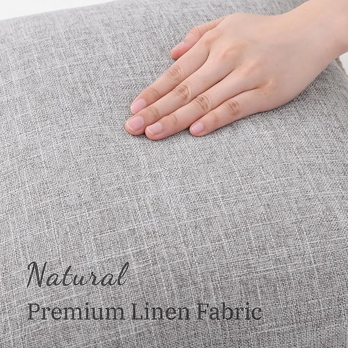 decorUhome Light Grey Faux Linen Outdoor Throw Pillow Covers 22x22 Set of 2 | Fall Decorative Textured Neutral Modern Farmhouse Pillow Covers with Stitched Edge for Couch Sofa Bed Living Room