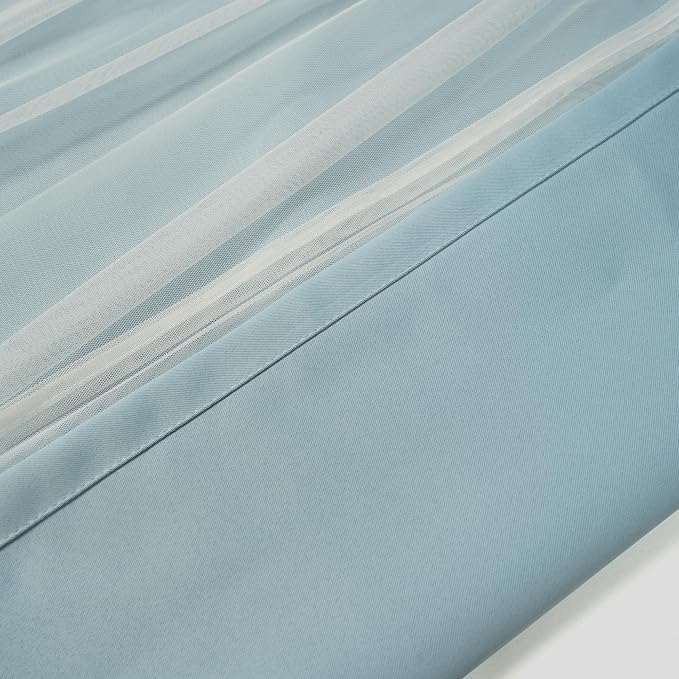 INLINAS Sky Blue Blackout Curtains with Sheer Overlay - Grommets Thermal and Noise Reduction Panels for Bedroom and Living Room Light Blocking and Energy Saving, 52 x 63 Inch, Set of 2