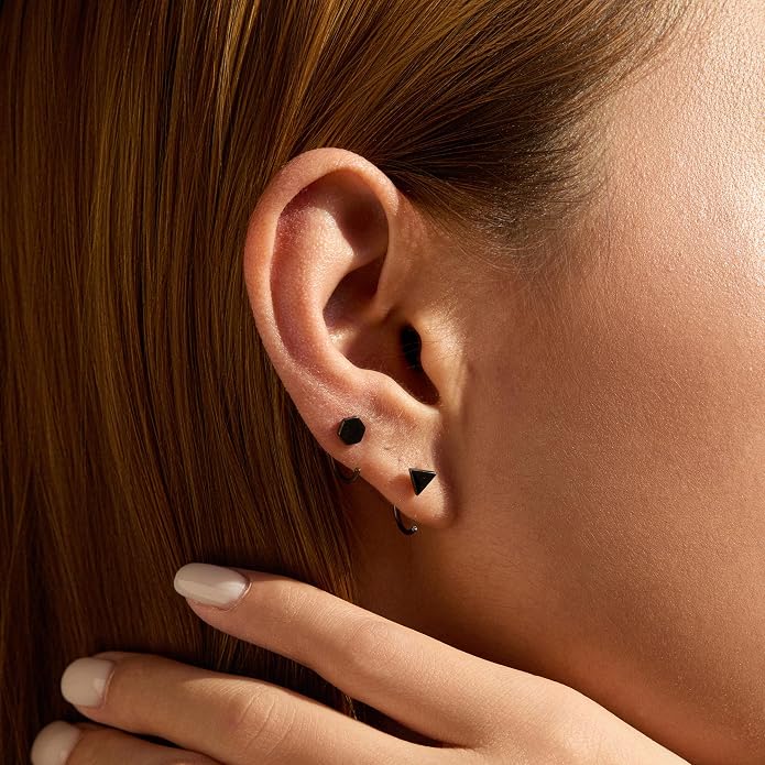 CHIC & ARTSY 925 Sterling Silver Half Hoop Earrings for Women, Small Huggie Hoops Set with Ball Bar Star Moon Cross & Pearl, Lightweight Comfort Fit Everyday & Sleep Earrings