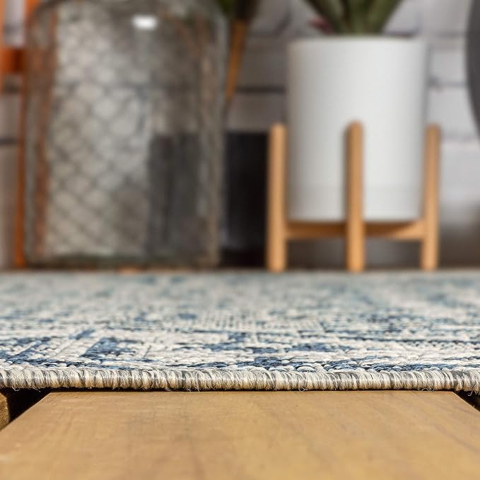 JONATHAN Y Boho Medallion Indoor Outdoor Area Rug 3X5 Navy/Gray, Estrella Textured Weave for Backyard, Patio, Porch, Easy-Cleaning, High Traffic, Pet-Friendly, Non-Shedding (SMB105B-3)