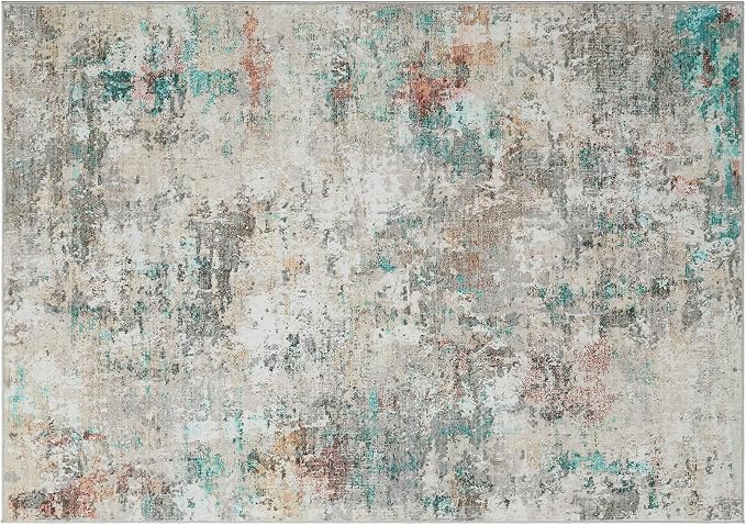 ROYHOME Modern Abstract Area Rug 5x7 Non Slip Non Shedding Rug Low Pile Stain Resistant for Bedroom Living Room,Colorful