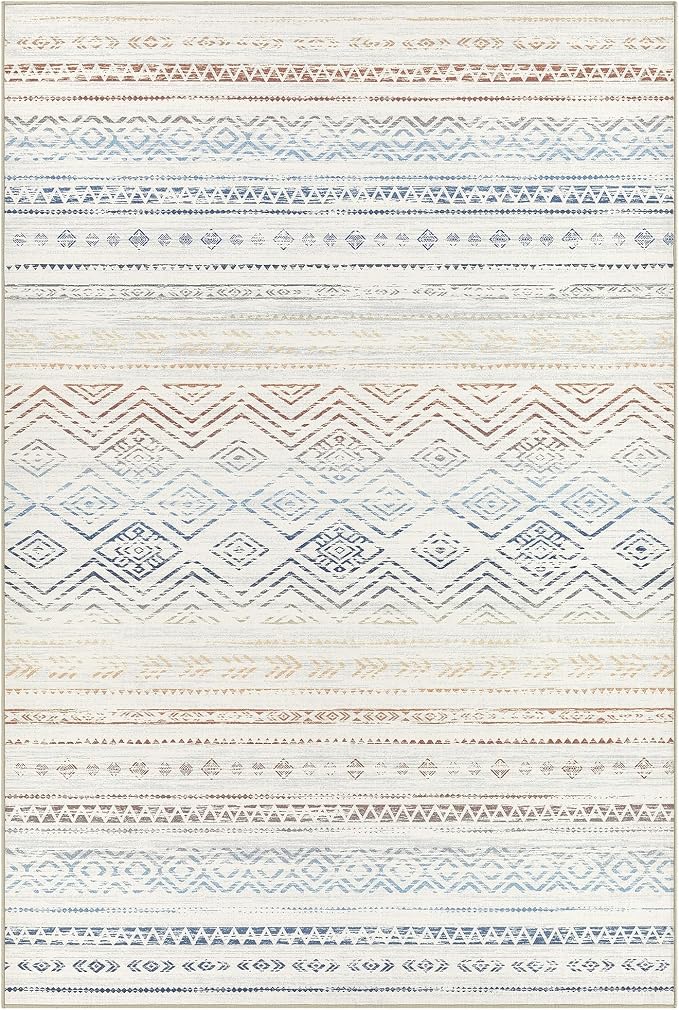 Tortania Area Rug Living Room Rugs- 12x15 Washable Large Soft Neutral Boho Moroccan Bohemian Farmhouse Rug Indoor Floor Carpet for Bedroom Under Dining Table Home Office Decor - Multicolor
