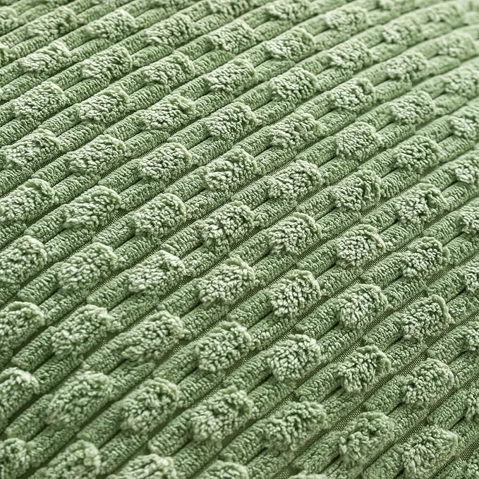 Set of 4 Sage Green Decorative Throw Pillow Covers 20x20 Inch Corduroy Pillow Covers for Bed Couch Sofa Living Room Soft Square Cushion Cases