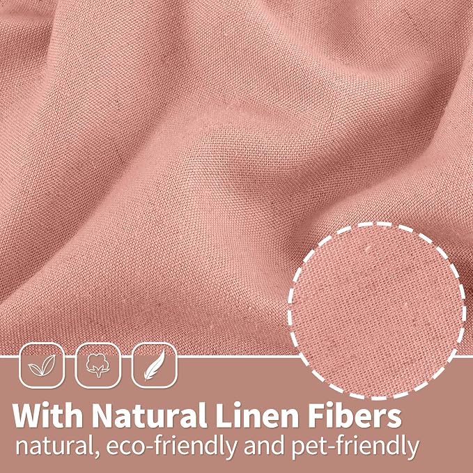 YoungsTex Dusty Rose Linen Curtains for Living Room Spring Decor, Blush Light Filtering Window Drapes with Grommet for Bedroom Dining Room Privacy 2 Panels, 52 X 90 Inch