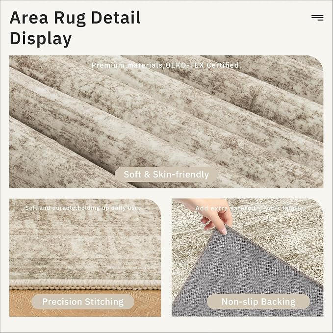 Soalmost Hallway Runner Rug 3x16 - Vintage Non Slip Washable 16ft Kitchen Runner for Entrance Soft Long Carpet Runners for Living Room Bedroom Dining Room, Brown