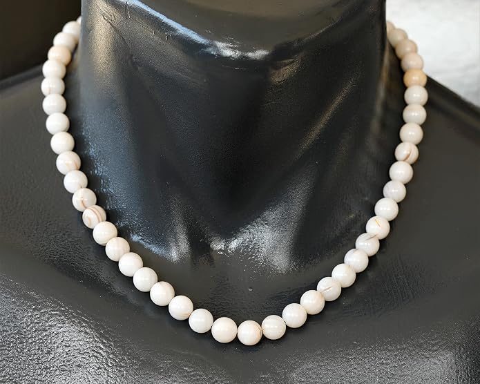 Natural Gemstone Beaded Choker Necklace | 8mm Handmade Adjustable Jewelry for Men & Women | Chakra Balancing Crystal Necklace | Spiritual Gift | Macrame Cord with Extender