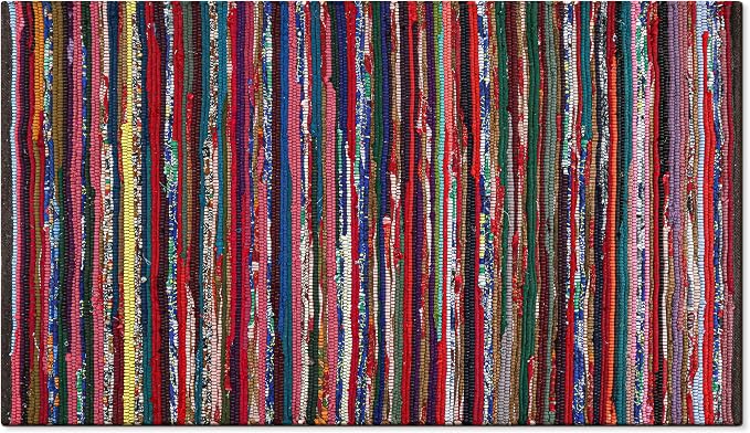 Chindi Rug 3x5, Boho Living Room Woven Braided Multicolor Area Rugs 3x5, Bohemian Colorful Recycled Cotton Rag Rugs for Farmhouse, Bedroom, Dining Room, Classroom, Hallway