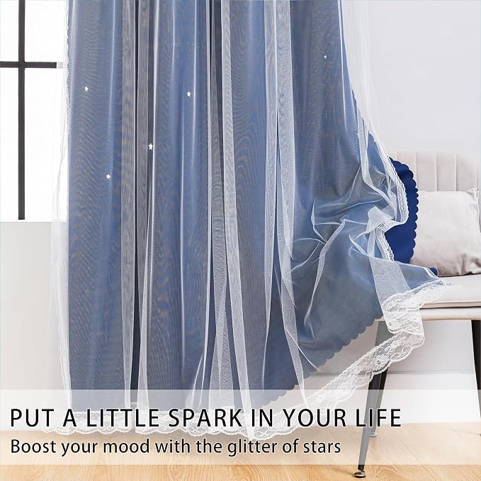 XiDi Blackout Curtains for Bedroom & Living Room, Double Layer, Unicorn Pattern, 63x52 in, 2 Panels