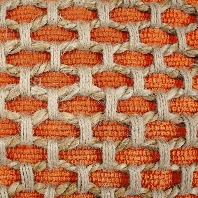 Boho Living Jada Premium Woven Design, Decorative Throw, Living Room Décor, (2) 20" x 20" Pillow Covers with Insert, Harvest Orange 2 Count
