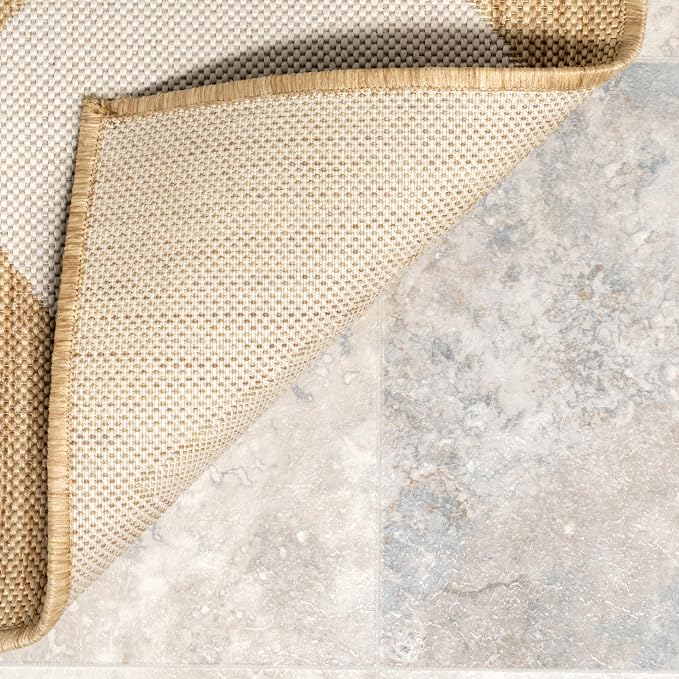 Nuloom Outdoor Performance Collection Sabina Tan/Ivory, 10' x 14', Soft, High Traffic, Stain Resistant, Easy Clean, Durable Area Rug for Indoor/Outdoor Patio, Deck, Porch, Garden, Courtyard