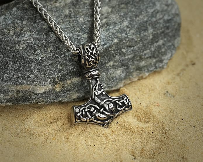Baldur Jewelry - Thors Hammer Necklace Pendant Mjölnir - Viking Norse Thor Hammer Pendant Viking Jewelry - Thor Necklace - Thor Gifts for Men - Viking Necklace for Men