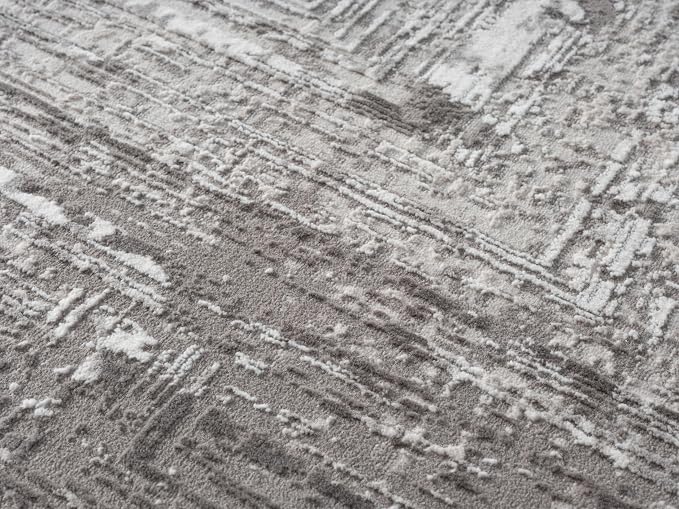 Amy Modern Abstract Area Rug for Living Room, 5x7 Contemporary Textured Geometric Gray Rug, High-Low Pile Stain Resistant Carpet for Bedroom, Dining Room or Kitchen (5' x 7', Gray)