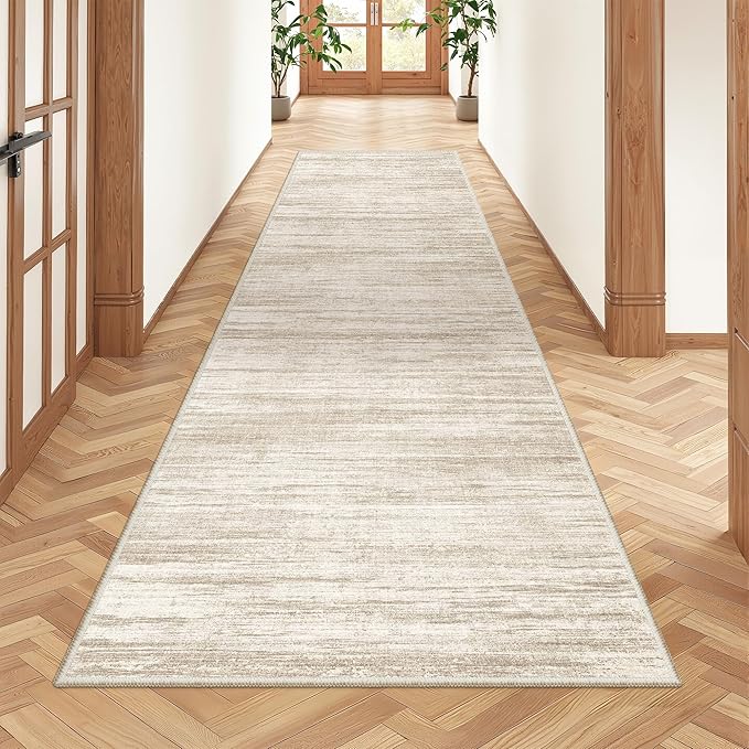 2x8 Runner Rug Non Slip,Washable Hallway Runner Rug,Brown | Neutral Rugs for Kitchen,Entryway,Bedroom,Bathroom,Nursery Room,Thin,Soft Runner Rug,Stain Resistant Indoor Carpet